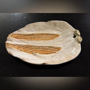 Vintage Nove PT Italy  Embossed Corn Oval Serving Dish Made In Italy  17in